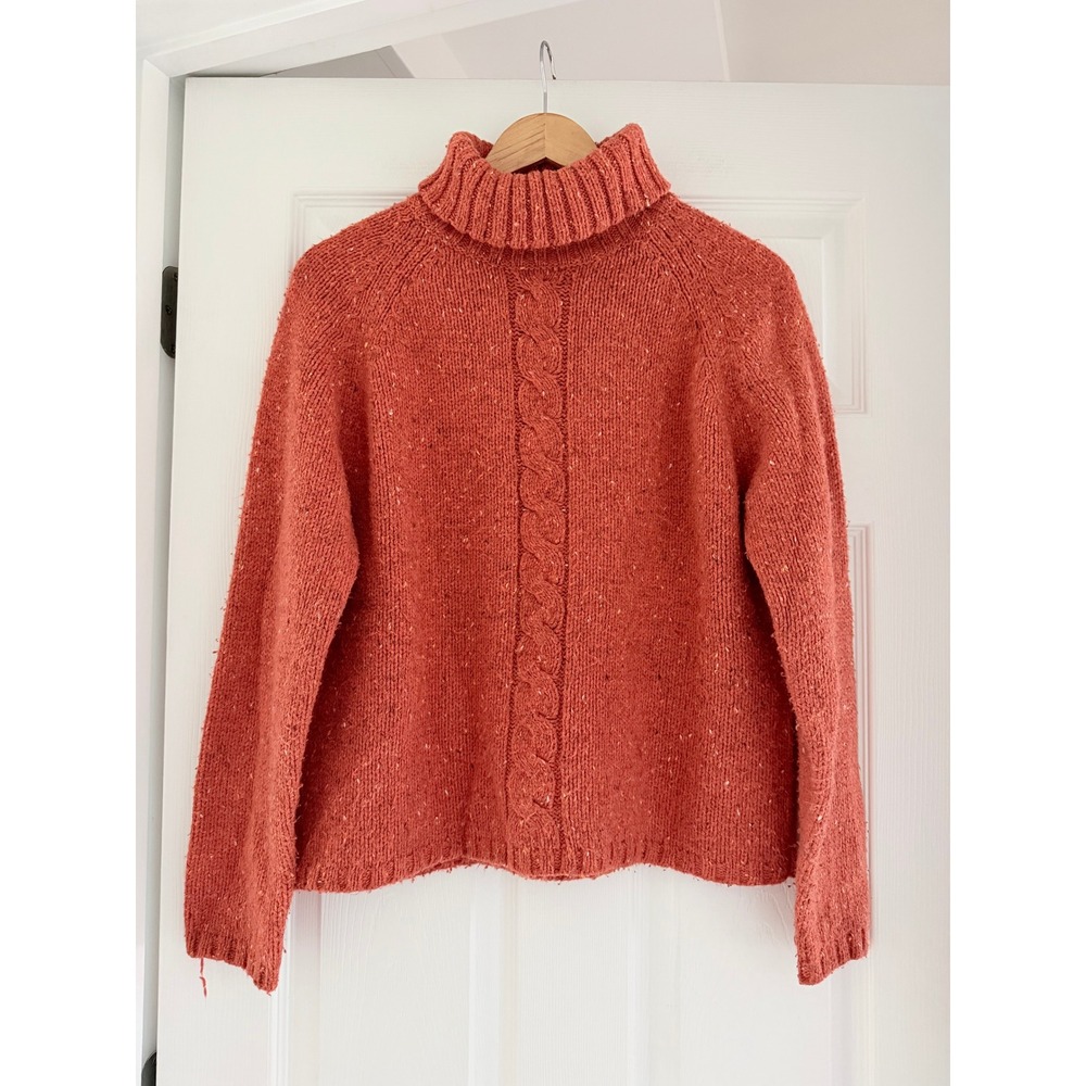 Womens Burnt Orange Knit Turtleneck Cozy Autumn Cabincore Winter